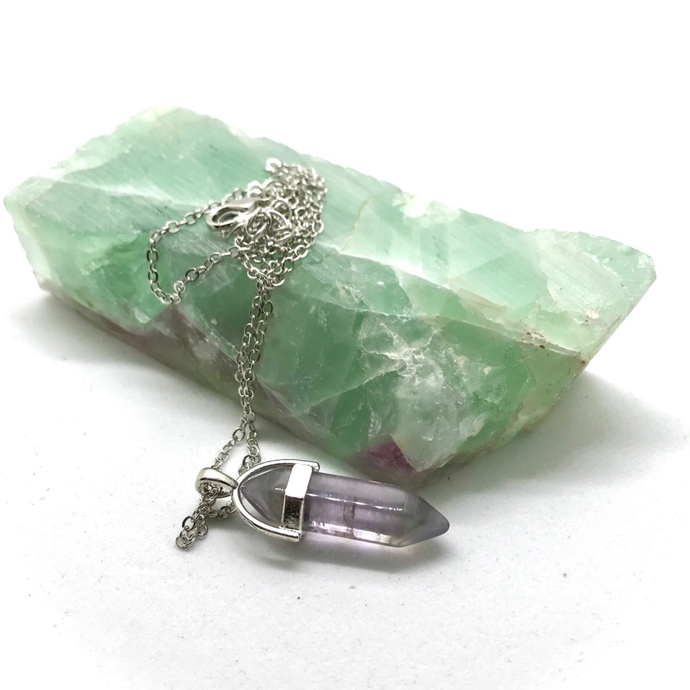 🟢 5/45 Amethyst Purple Pendulum Pendant Necklace